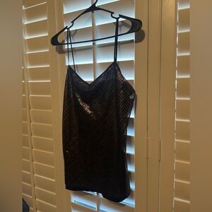 Banana Republic Navy and Gold sequined top, size medium
